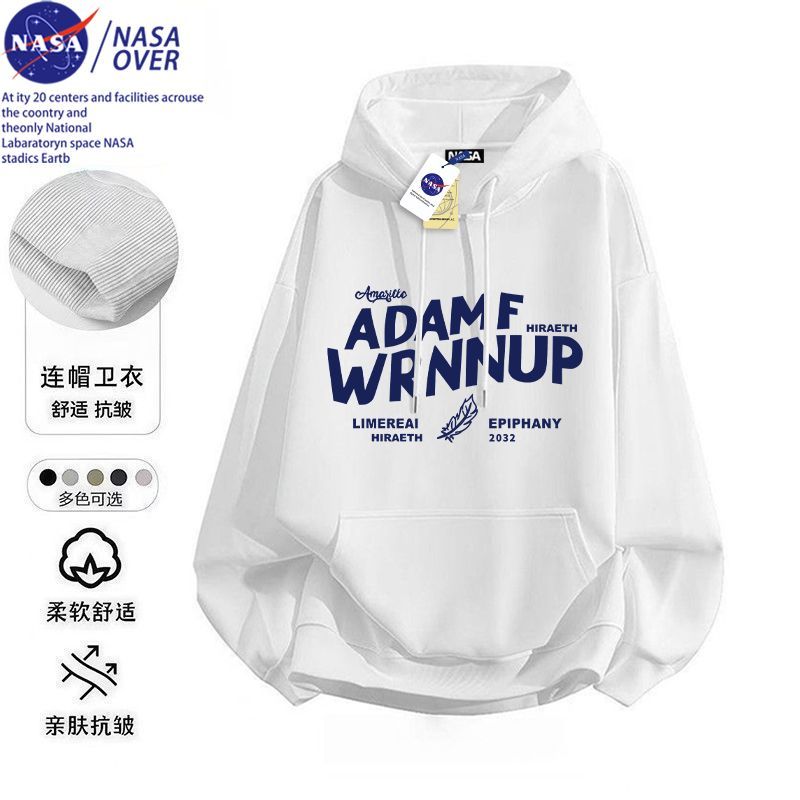NASA潮牌美式复古文艺风连帽卫衣洋气宽松休闲外穿潮流男女秋冬季