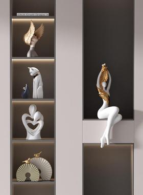 高级感玄关隔断摆件入户客厅电视柜酒柜装饰办公室艺术软装工艺品