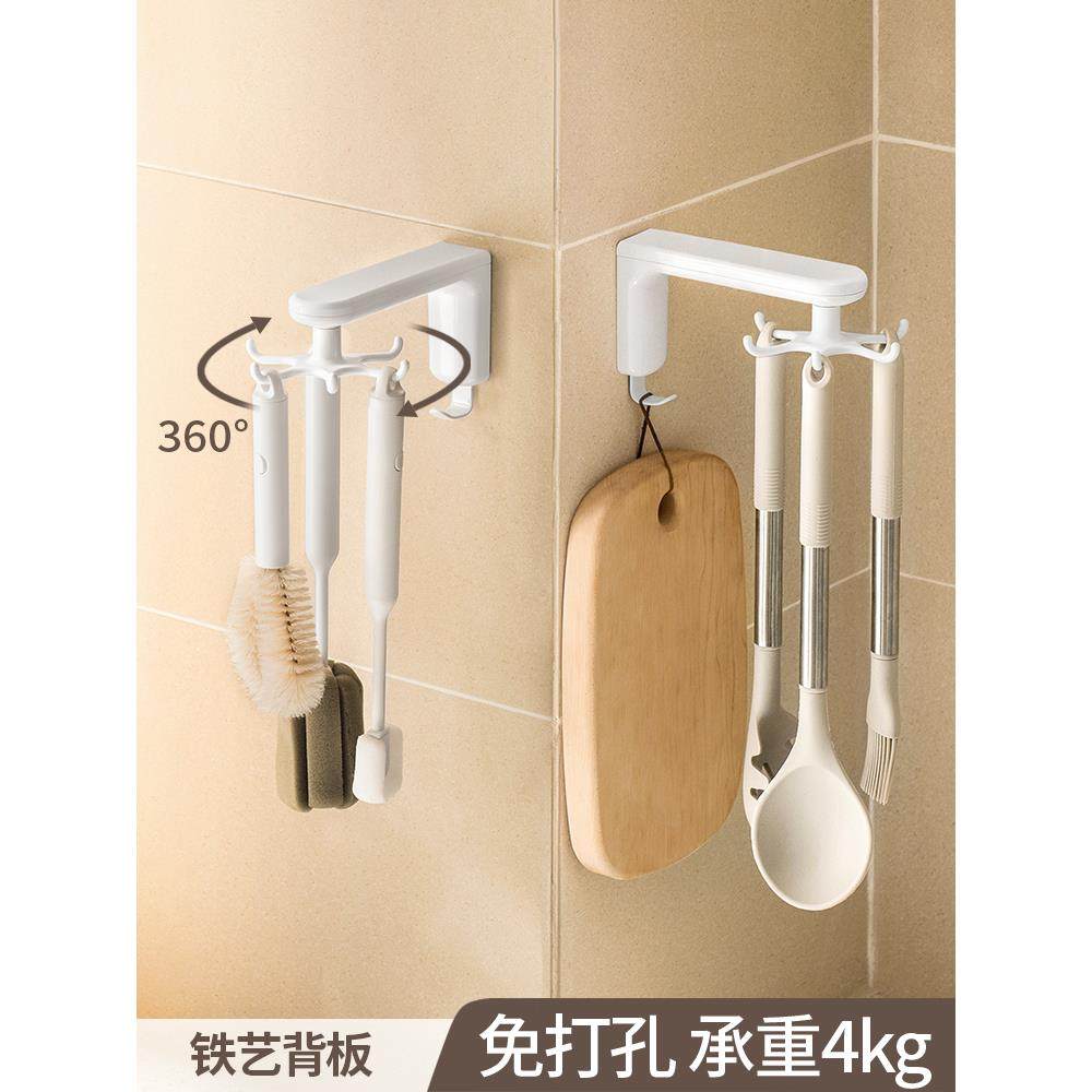 厨房旋转挂钩勺铲铲铲储物架储物架壁挂式强粘钩无冲孔厨房用具架