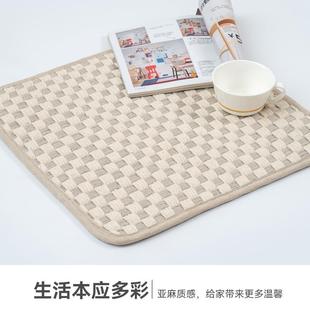 椅子车用防滑简约四季 纯亚麻中式 单个编织餐椅垫班办公座坐垫透气