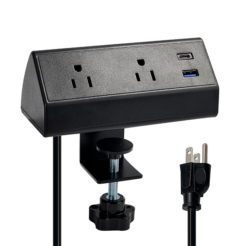 办公桌面美规夹桌插座扭转固定无需打孔美标2USB快充书桌跨境插座,收纳整理,排插固定器,淘宝优惠券,粉丝福利购,淘宝优惠卷