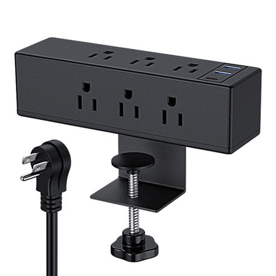 美式电源8孔办公夹桌插座USB18W