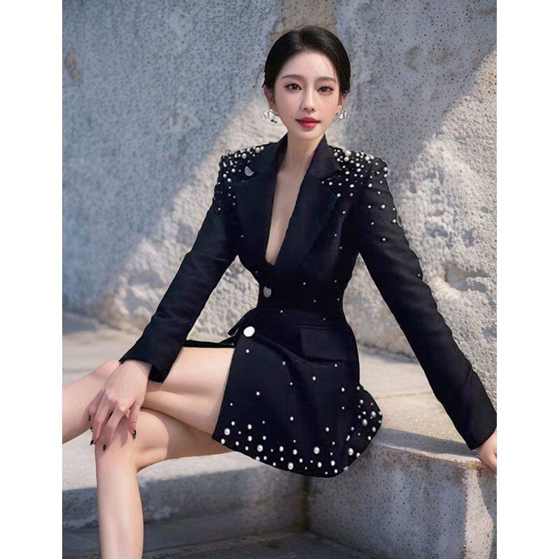 黑色小香风重工钉珠西装外套女装高级感小众别致独特西服