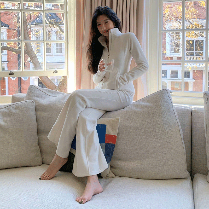 lu系显瘦摇粒绒套装女冬