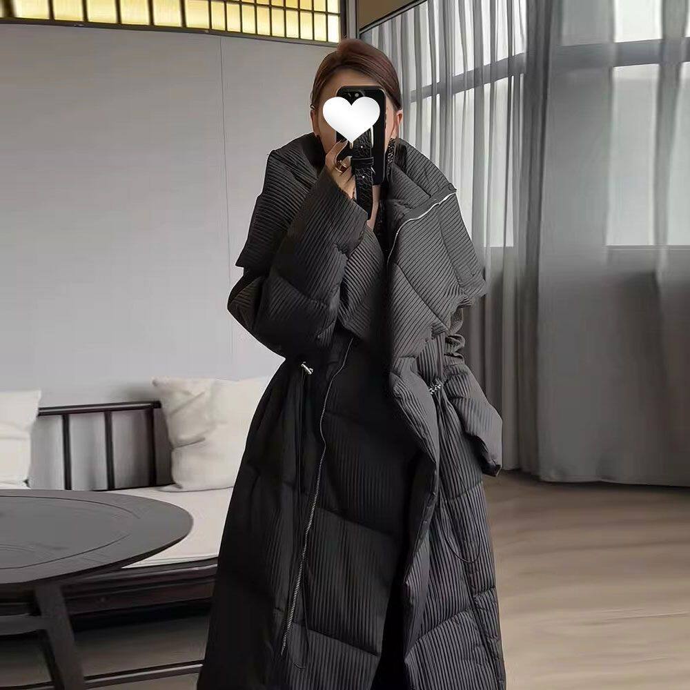 现货~洋气时髦立领抽绳收