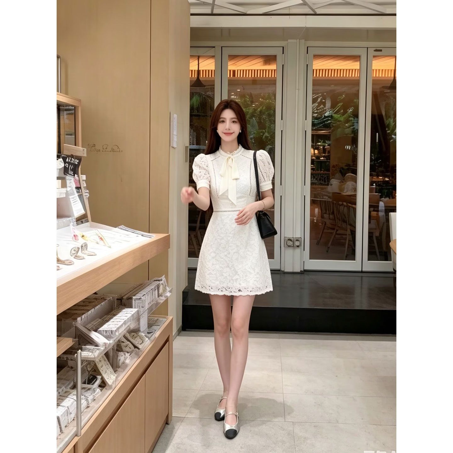 法式小香风蕾丝连衣裙女