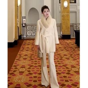 法式富家千金高级感名媛韩剧小香风毛呢外套两件套装女2024秋冬款