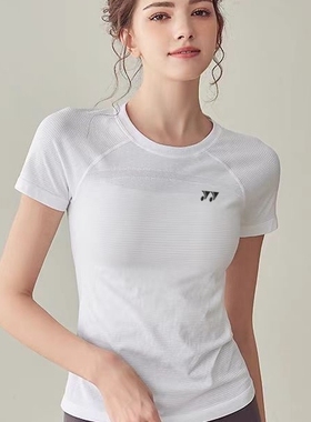 2025新款女速干羽毛球服短袖运动网球瑜伽比赛跑步显瘦上衣定制YY