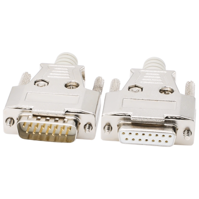 2排DB15针公头母头并口焊线式 D-SUB二排15针公母接插头 金属外壳