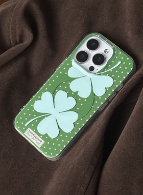 @hedi「四叶草」圆弧过渡双层imd*秋冬圣诞亮面古早味手机壳