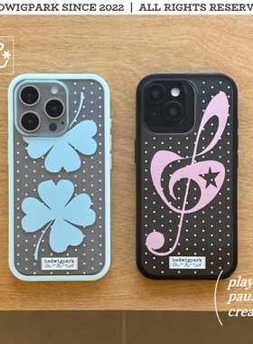 @hedi*新壳体「四叶草音符」ins风古早透明韩系手机壳手机链