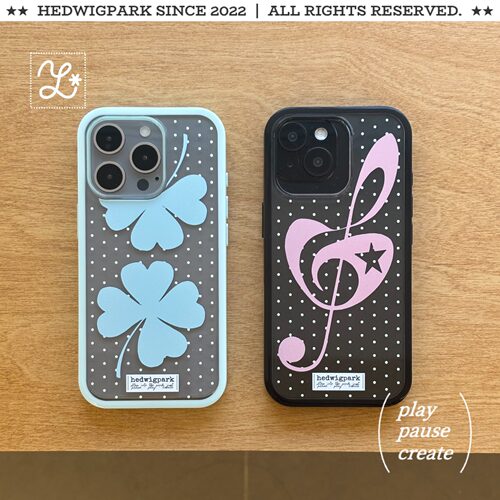 @hedi*新壳体「四叶草音符」ins风古早透明韩系手机壳手机链