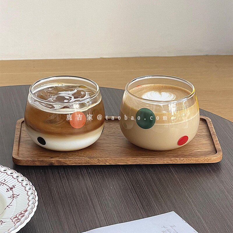 小众设计感彩色波点大肚杯耐热