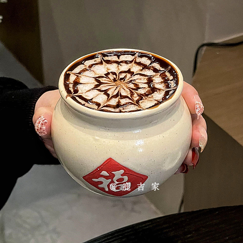 中式瓦罐杯搞怪胖萌陶瓷杯咖啡杯