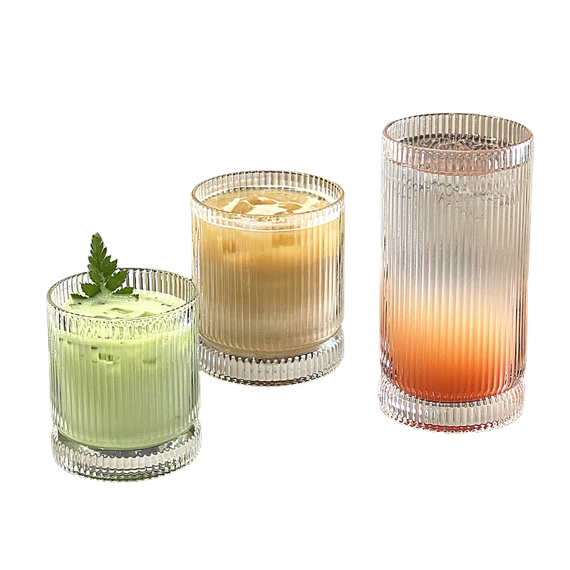 玻璃高颜值ins条纹冰美式咖啡杯