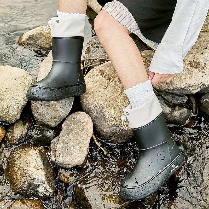 品质日韩单时尚中筒女款雨鞋束口防滑雨靴高档防水鞋成人胶靴套鞋