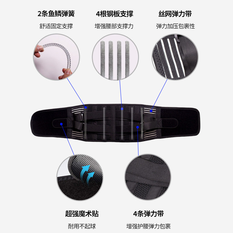 双重加压弹力护腰带健身力量支撑举重束腰带网布透气运动护腰腰腹