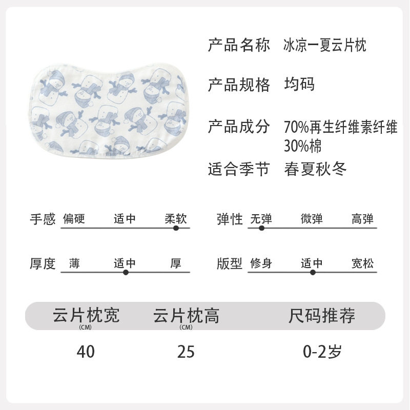婴儿枕巾10层纱布婴儿枕头竹纤维新生儿枕巾宝宝平枕新生儿云片枕