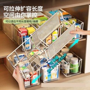 收纳盒家用桌面拆零药膏医用输液分隔盒可伸缩深柜药品置物架