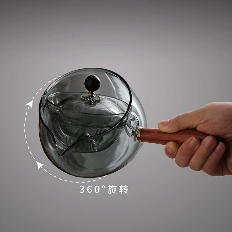 玻璃逍遥泡茶器侧把带盖
