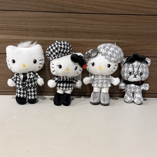 千鸟格小香风格子熊挂件猫咪丹尼尔手机链长腿猫毛绒公仔背包挂饰