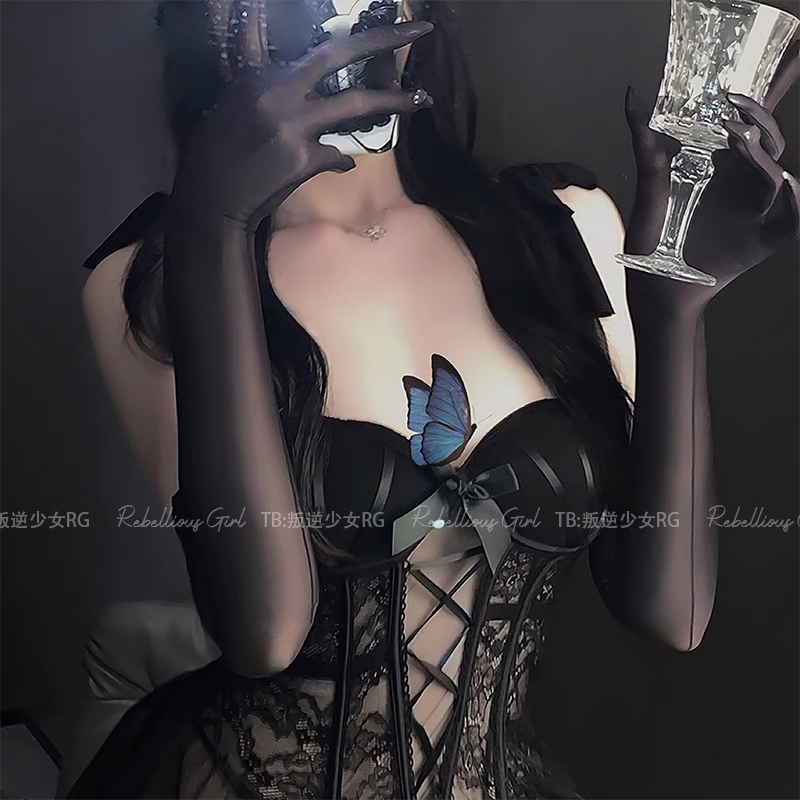 黑色闪电「滑」性感高密油亮手丝诱惑黑丝袜手套分指超薄丝滑飞机