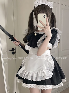 奶霜可可*日系软萌大蝴蝶结Lolita女仆装可爱cos服铃铛甜妹连衣裙