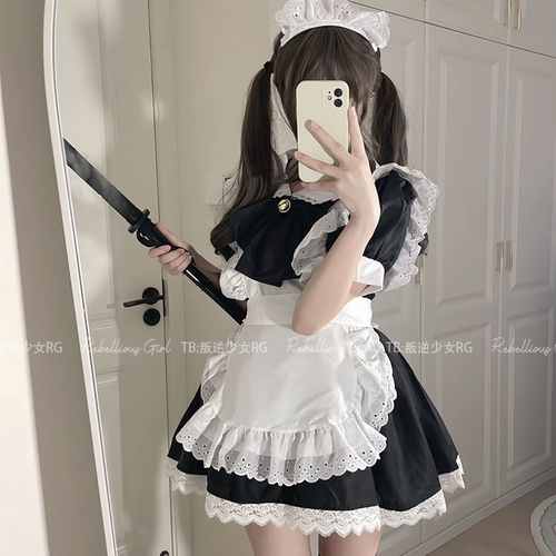 奶霜可可*日系软萌大蝴蝶结Lolita女仆装可爱cos服铃铛甜妹连衣裙