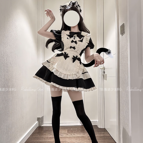 糯糯泡芙*法式古早可爱萝莉cos服甜妹女仆装Lolita蝴蝶结OP连衣裙