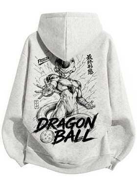 龙珠Z弗利萨印花加绒连帽卫衣