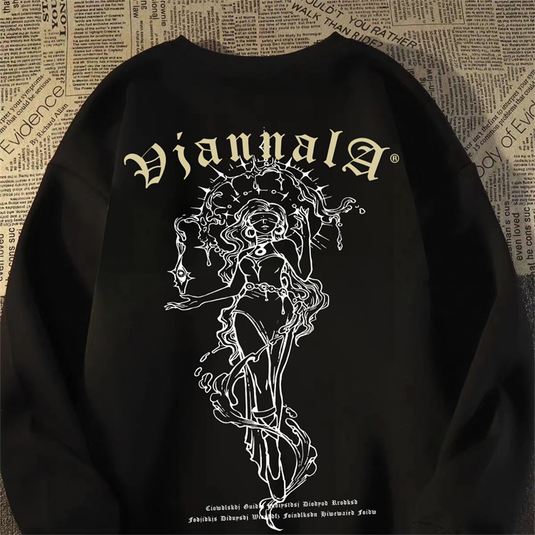 欧美潮牌天使字母印花卫衣女秋冬复古美式街头hiphop酷辣百搭上衣