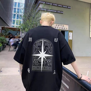 vibe美式高街重磅短袖T恤男款夏季衣服潮牌潮流oversize大码半袖