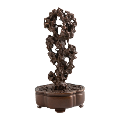 玉玲珑太湖石香炉铜摆件高档礼品