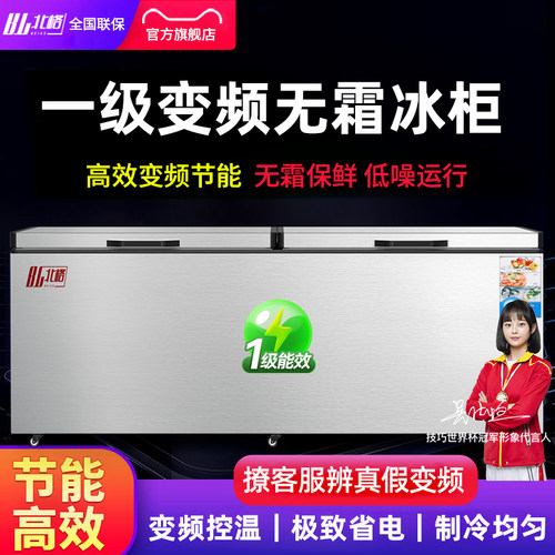 冰柜风冷一级能效变频无霜冰柜家商两用大容量冷冷藏冻柜节能冷柜