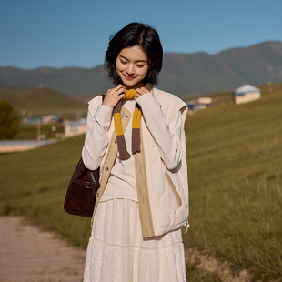 轻薄优雅日常休闲百搭简约 新款 右设 25SS两面穿棉马甲2025冬季