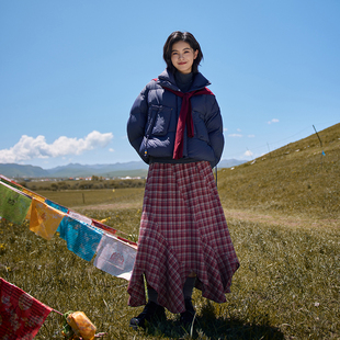 不规则裙格纹宽松休闲设计感修身 新款 显瘦 25SS半裙2025冬季 右设