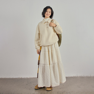 新款 2025冬季 休闲简约百搭 25SS华夫格套头卫衣肌理感小衫 右设