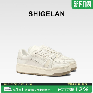 运动休闲鞋 诗歌兰2025秋冬新款 舒适百搭板鞋 女鞋 潮 厚底做旧小白鞋