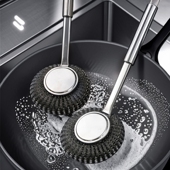 不锈钢锅刷长柄洗锅刷清洁刷子家用大号钢丝球带手柄去污刷锅神器