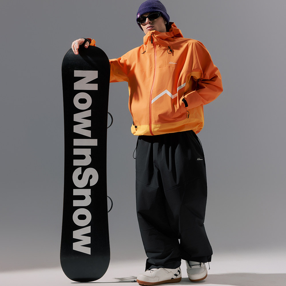 nowinsnow25/26新3L滑雪服套装男橙色滑雪上衣全压胶黑色滑雪裤子