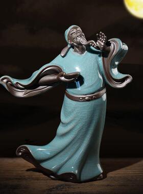 新中式禅意历史人陶瓷工艺品摆件诗仙李白家居客厅茶室桌面装饰品