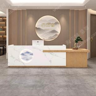 吧台收银台新中式简约现代公司前台接待台美容院酒店服务台迎宾台