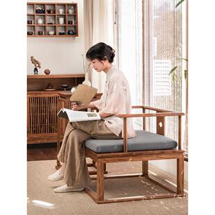 溪木工坊新中式实木禅椅打坐禅修椅老榆木盘腿单人主人椅宝座圈椅