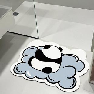 可爱熊猫浴室吸水地垫卫生间防滑垫厨房硅藻泥家用速干脚垫入户门