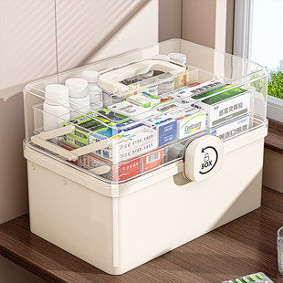 家用药箱医药箱家庭大容量药物收纳盒透明分层大号药品儿童医疗箱