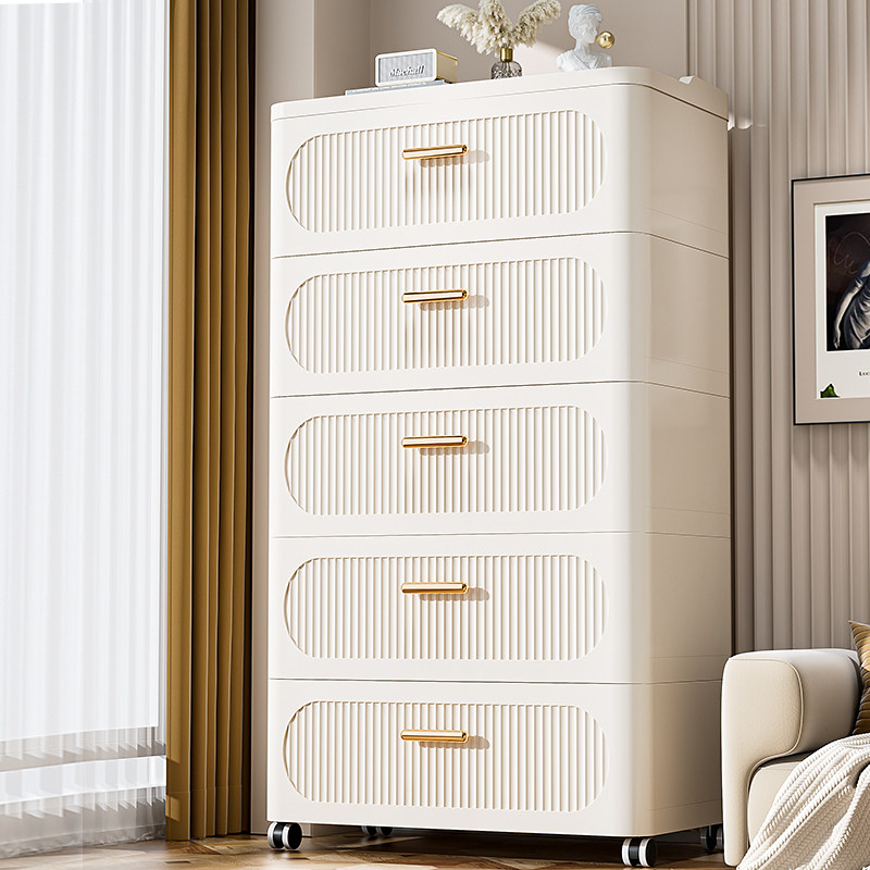 抽屉式收纳柜储物家用床头客厅厨房塑料箱盒加厚多层可移动置物架