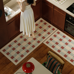 浮构曲包豪斯厨房地垫几何高级感简约防油吸水防滑专用免洗满铺垫