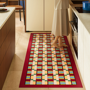 弗里克斯现代中古风厨房地垫吸水防滑可擦免洗满铺长条地毯脚垫子