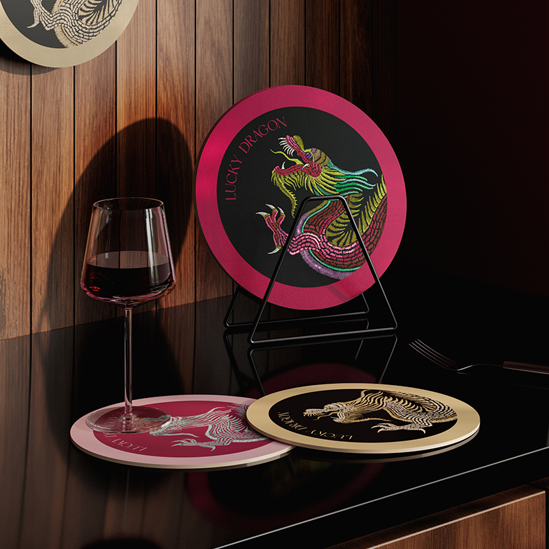 伴居年华诧寂风皮革吸水杯碗垫