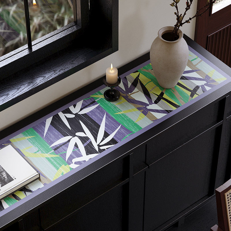 竹斓轩中古诧寂餐边柜电视机柜台面保护垫现代中式高级感皮革防尘